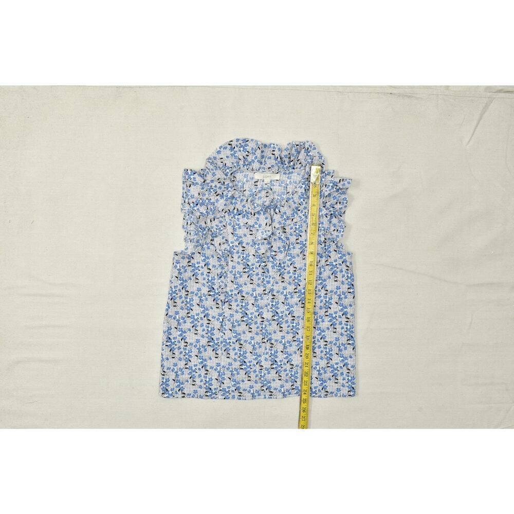 LOFT Women's Floral Ruffle Sleeveless Blouse Top Size M Blue White - Picture 5 of 8